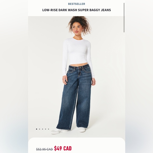 Y2K Baggy dark wash Hollister jeans size 2 regular length - Picture 9 of 9